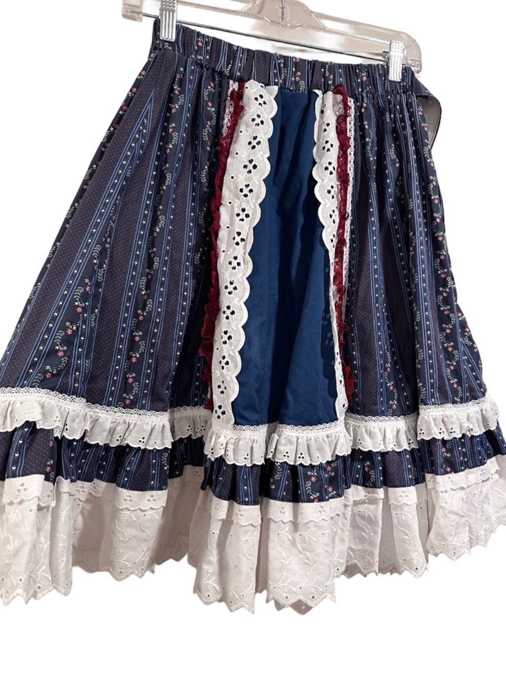Vintage 70s-80s Fun & Fancy Originals Square Dance Lace Tiered Prairie Skirt MED - Picture 4 of 14